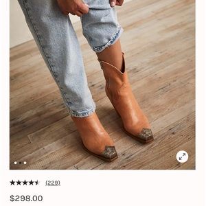FREE PEOPLE GENUINE LEATHER WESTERN BOOT!! Size 41/11/10.5 Cognac color!
